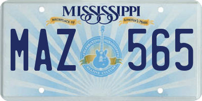 MS license plate MAZ565