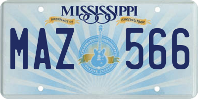 MS license plate MAZ566