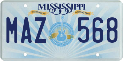 MS license plate MAZ568