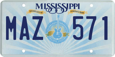 MS license plate MAZ571