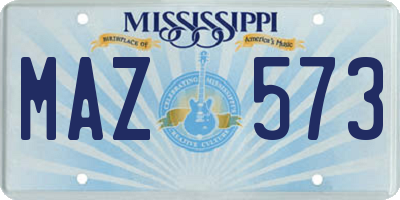 MS license plate MAZ573