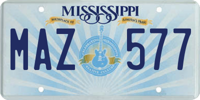 MS license plate MAZ577