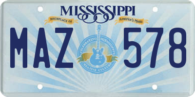 MS license plate MAZ578
