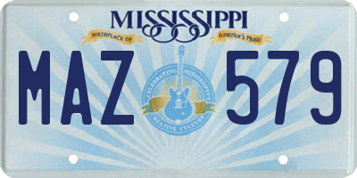 MS license plate MAZ579