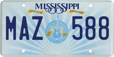 MS license plate MAZ588