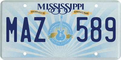 MS license plate MAZ589