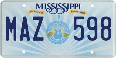 MS license plate MAZ598