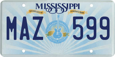 MS license plate MAZ599