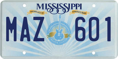 MS license plate MAZ601