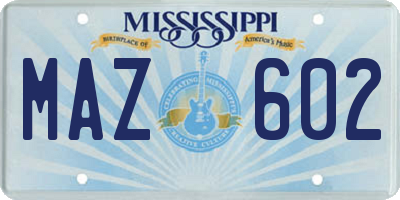 MS license plate MAZ602