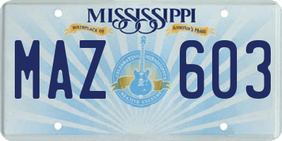MS license plate MAZ603