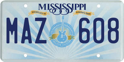 MS license plate MAZ608