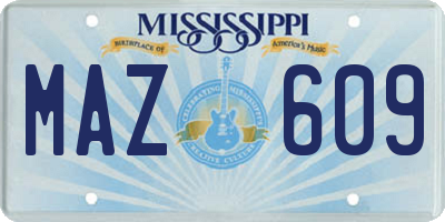 MS license plate MAZ609