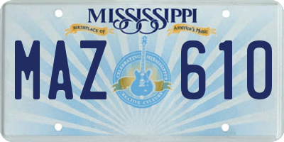 MS license plate MAZ610