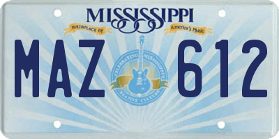MS license plate MAZ612