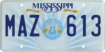 MS license plate MAZ613