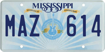 MS license plate MAZ614