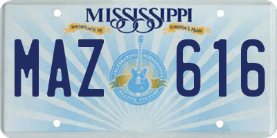 MS license plate MAZ616