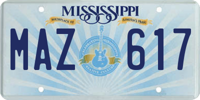 MS license plate MAZ617