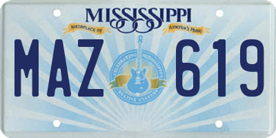 MS license plate MAZ619