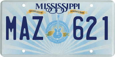 MS license plate MAZ621