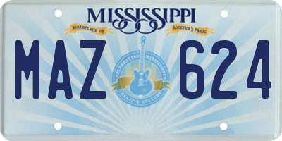 MS license plate MAZ624