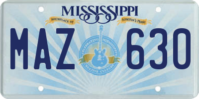 MS license plate MAZ630