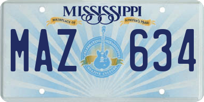 MS license plate MAZ634
