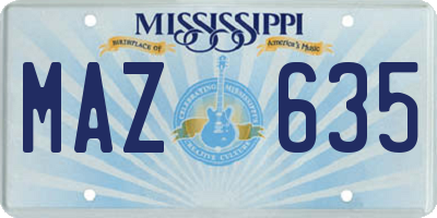 MS license plate MAZ635