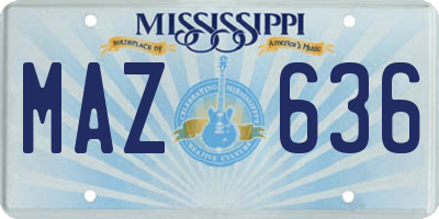 MS license plate MAZ636