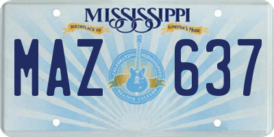 MS license plate MAZ637