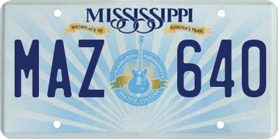 MS license plate MAZ640