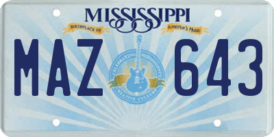 MS license plate MAZ643