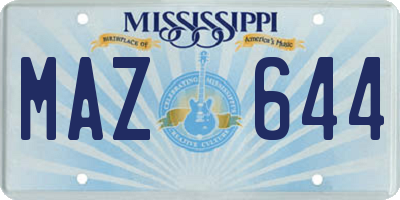 MS license plate MAZ644
