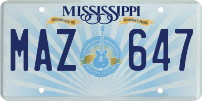 MS license plate MAZ647