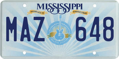 MS license plate MAZ648