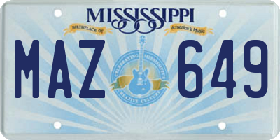 MS license plate MAZ649