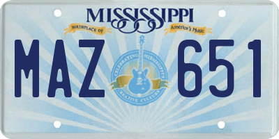 MS license plate MAZ651
