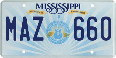 MS license plate MAZ660