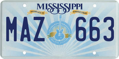 MS license plate MAZ663
