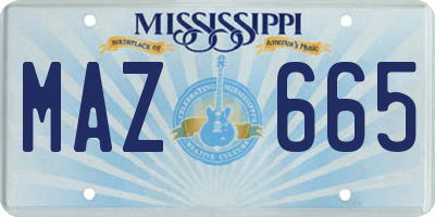 MS license plate MAZ665