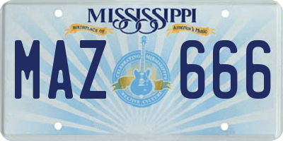MS license plate MAZ666