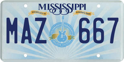 MS license plate MAZ667