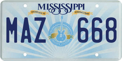 MS license plate MAZ668