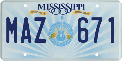 MS license plate MAZ671