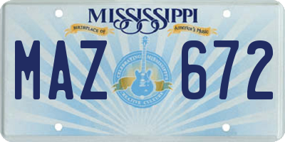 MS license plate MAZ672