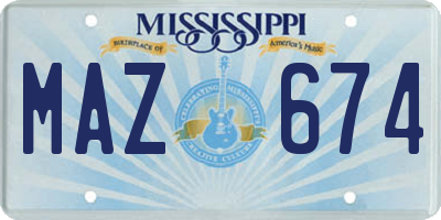MS license plate MAZ674