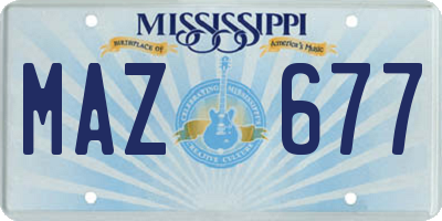 MS license plate MAZ677