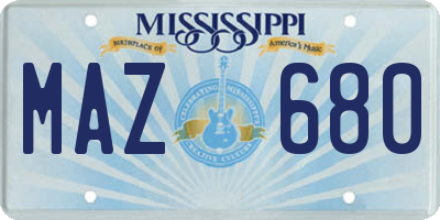MS license plate MAZ680