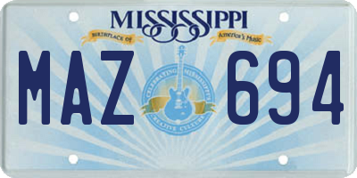 MS license plate MAZ694